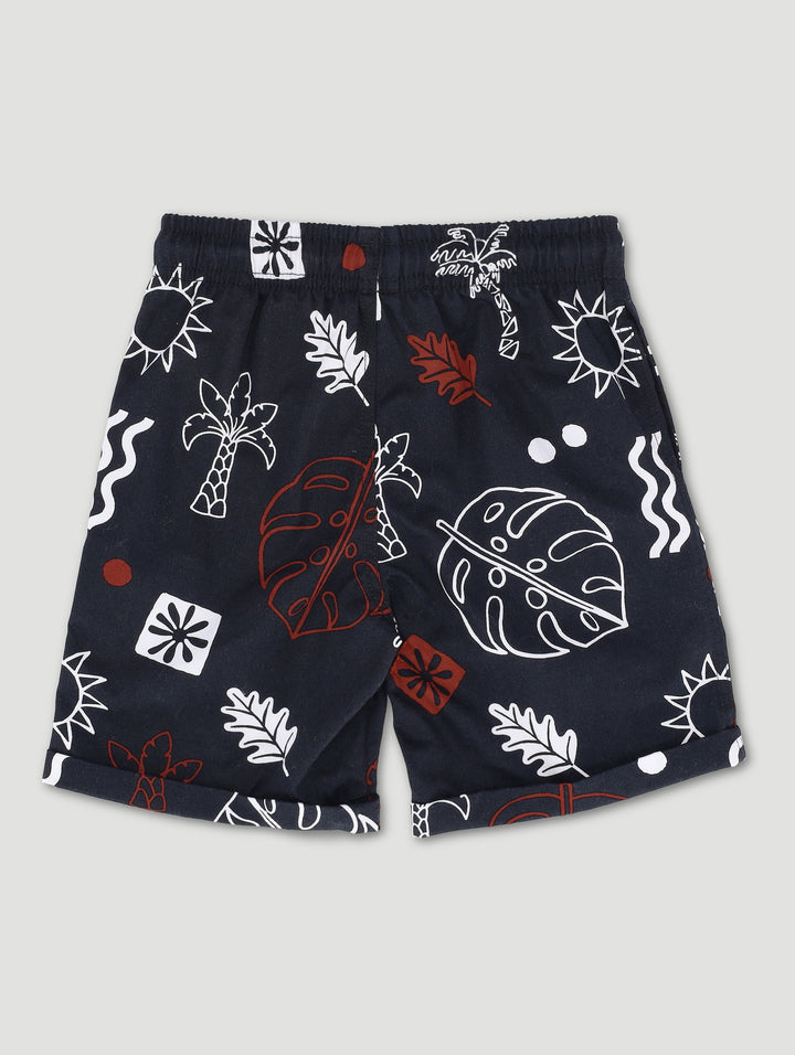 Pre-Boys Print Woven Shorts - Black