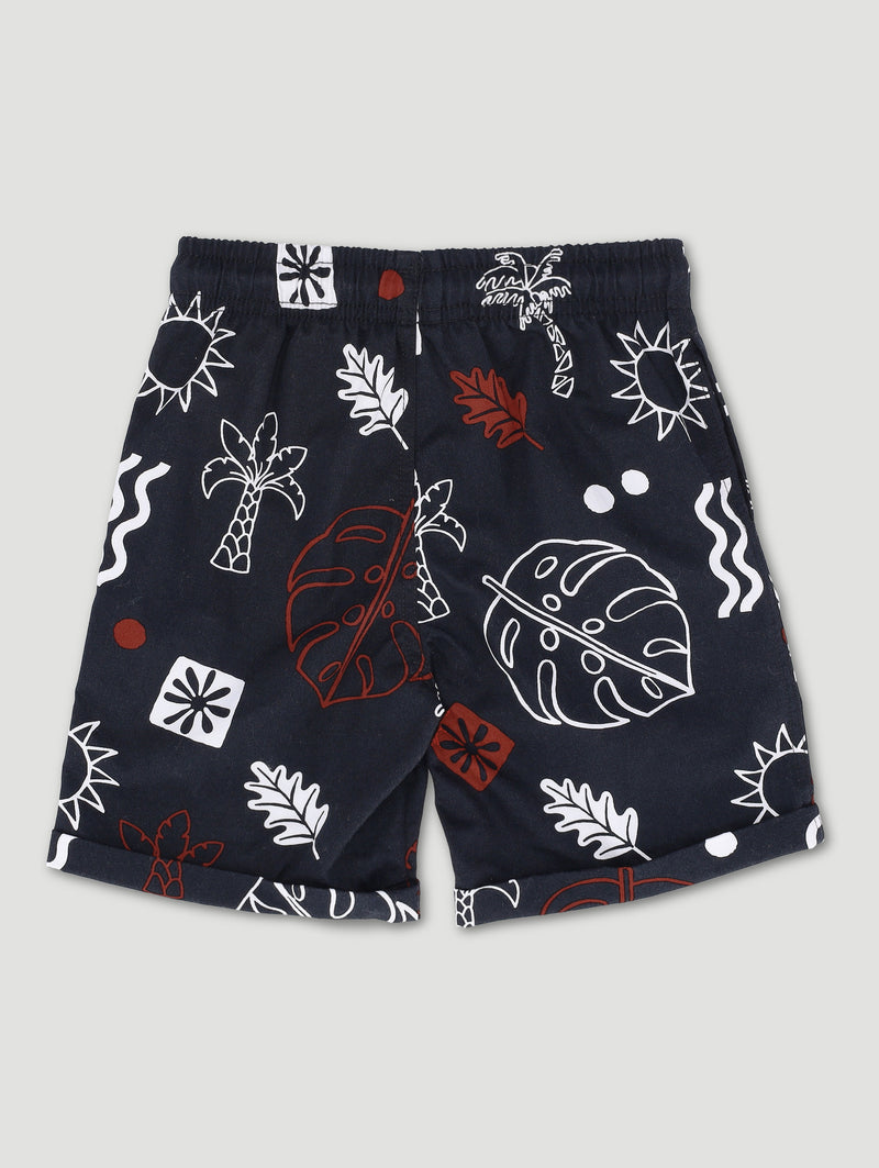 Pre-Boys Print Woven Shorts - Black