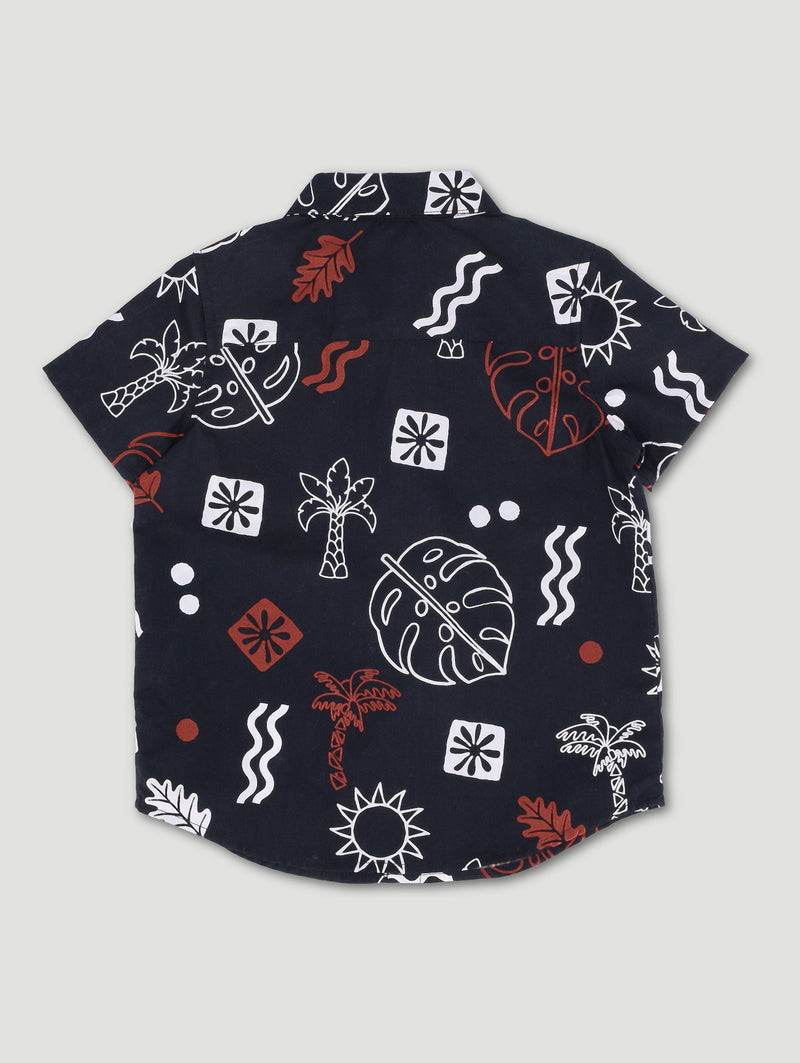 Pre-Boys Print Woven Shirt - Black