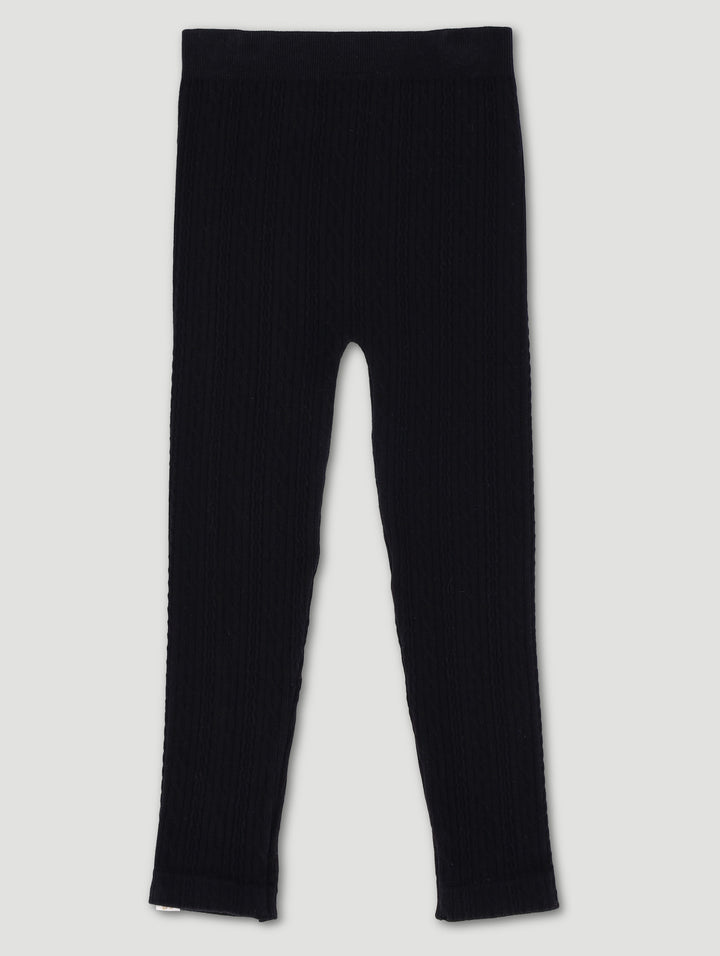 Pre-Girls Cable Knit Bottoms - Black