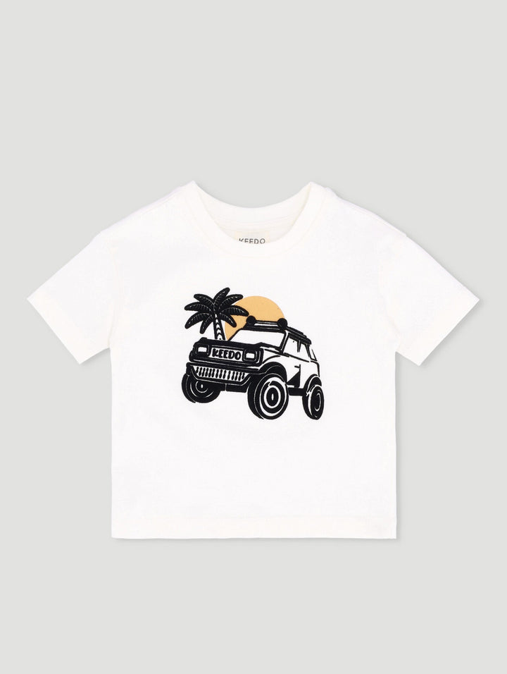 Keedo Baby Boys Printed Safari Tee - White