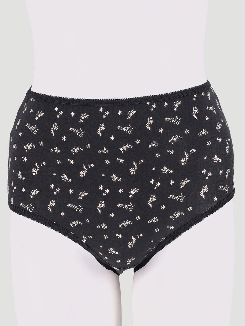 3 Pack Cotton Stretch Brief Panties - Black/Peach/White