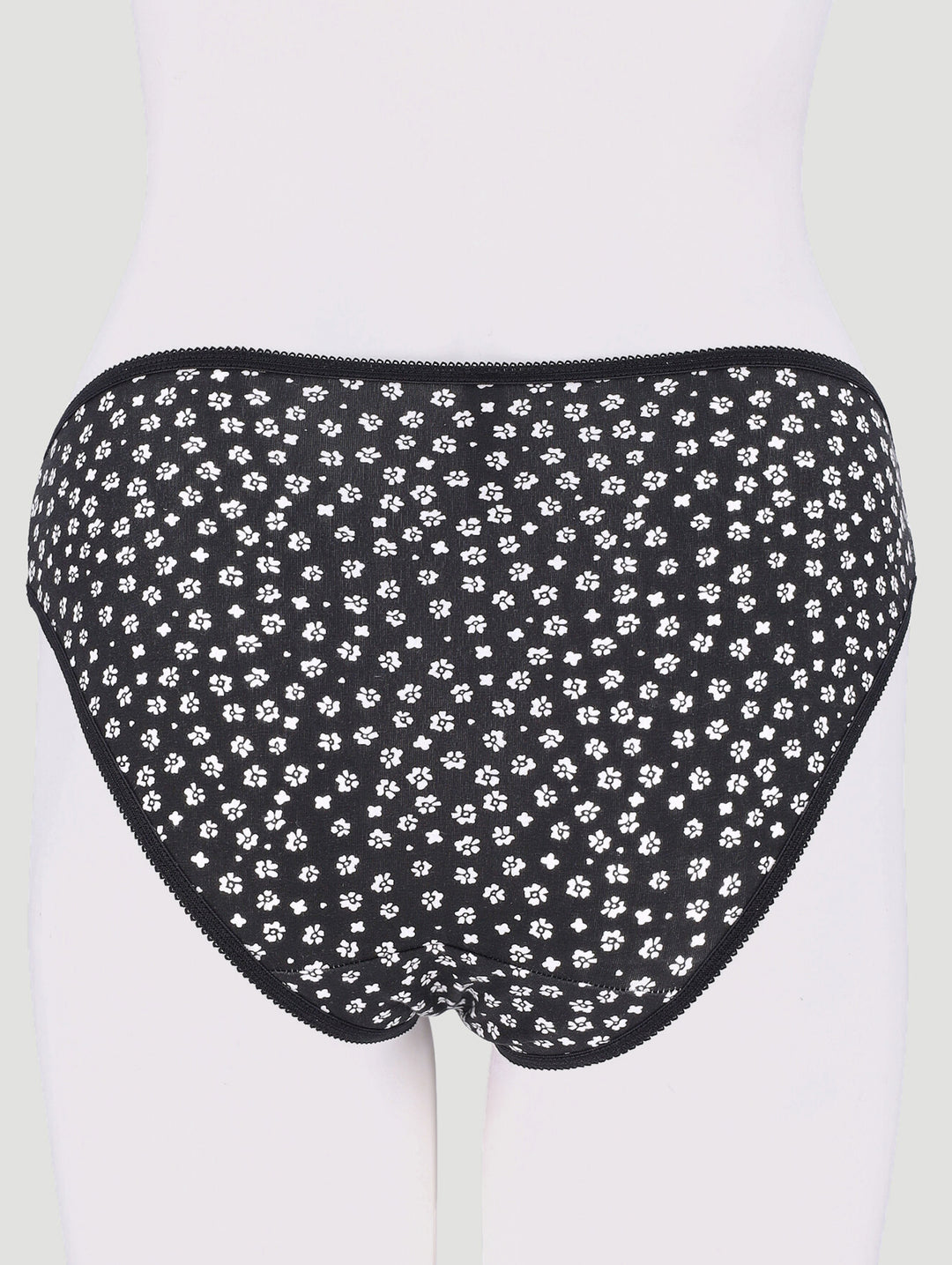 5 Pack Cotton Stretch Bikini Panties - Black/Floral/Grey/Stripe/White