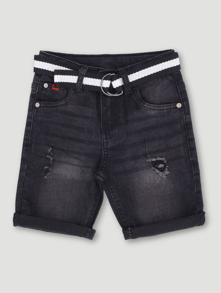 Pre-Boys Belted Denim Short - Black