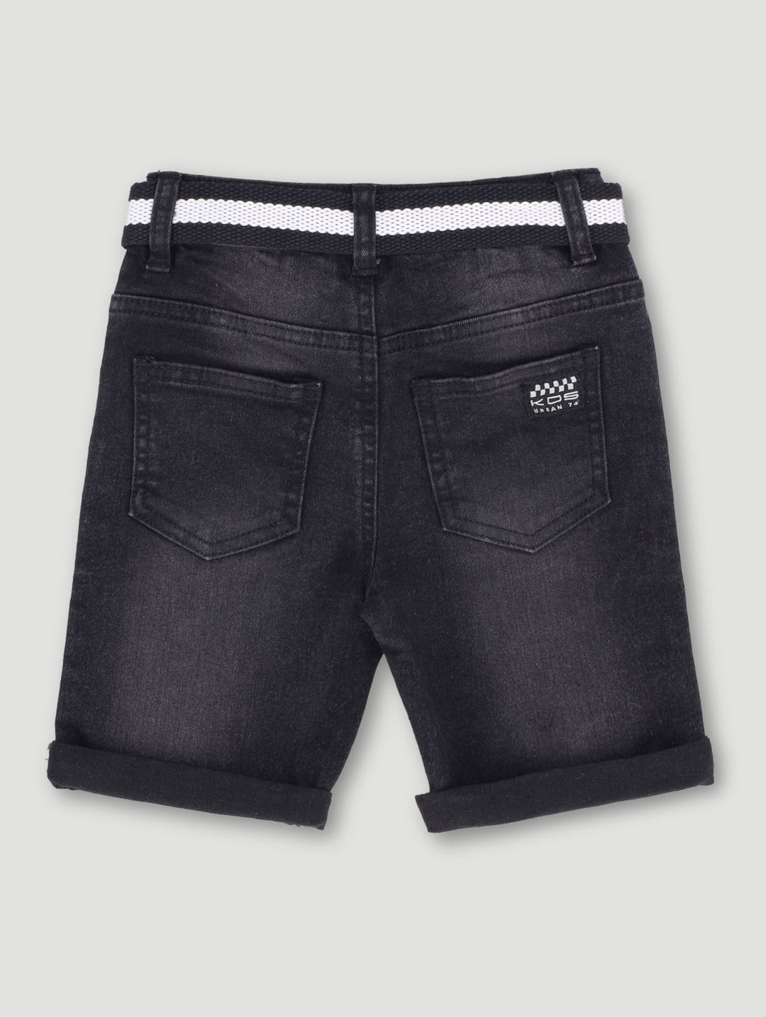 Pre-Boys Belted Denim Short - Black
