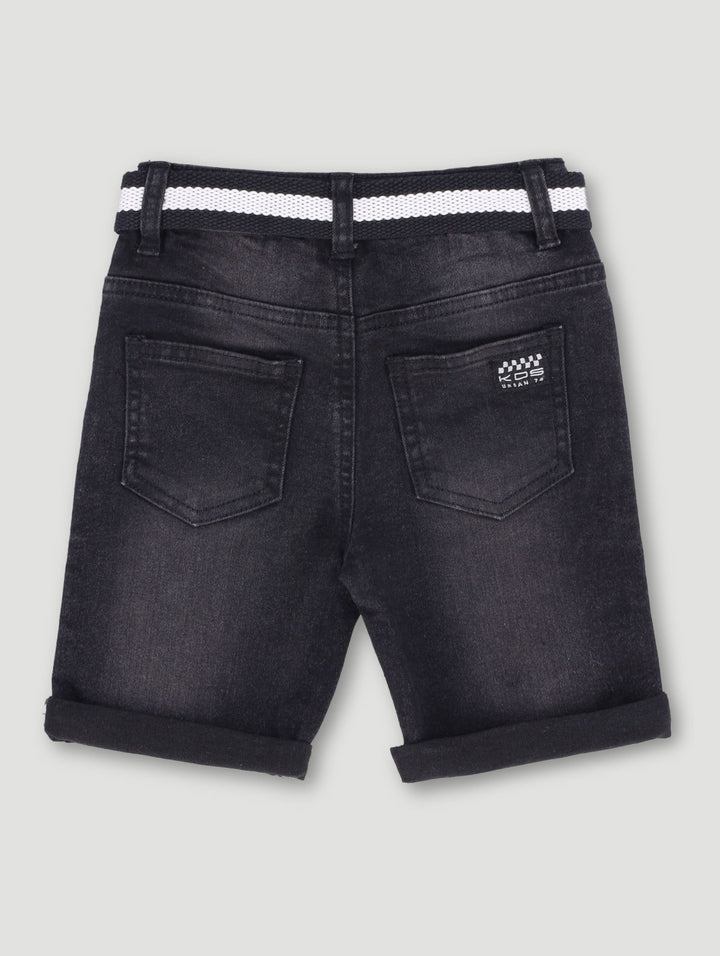 Pre-Boys Belted Denim Short - Black
