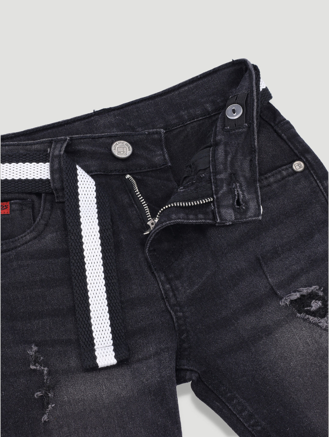 Pre-Boys Belted Denim Short - Black