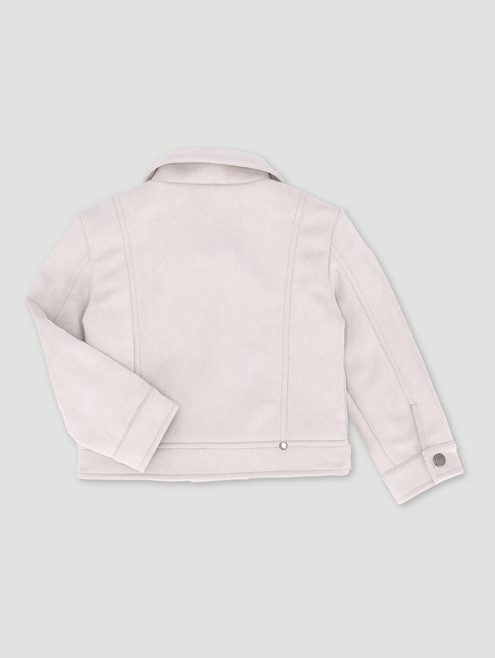 Pre-Girls Suede Biker Jacket - Stone