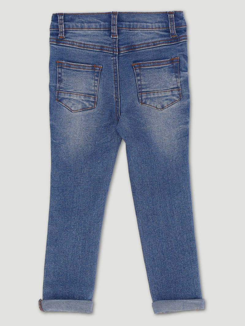 Pre-Boys Rip & Repair Denim - Mid Blue
