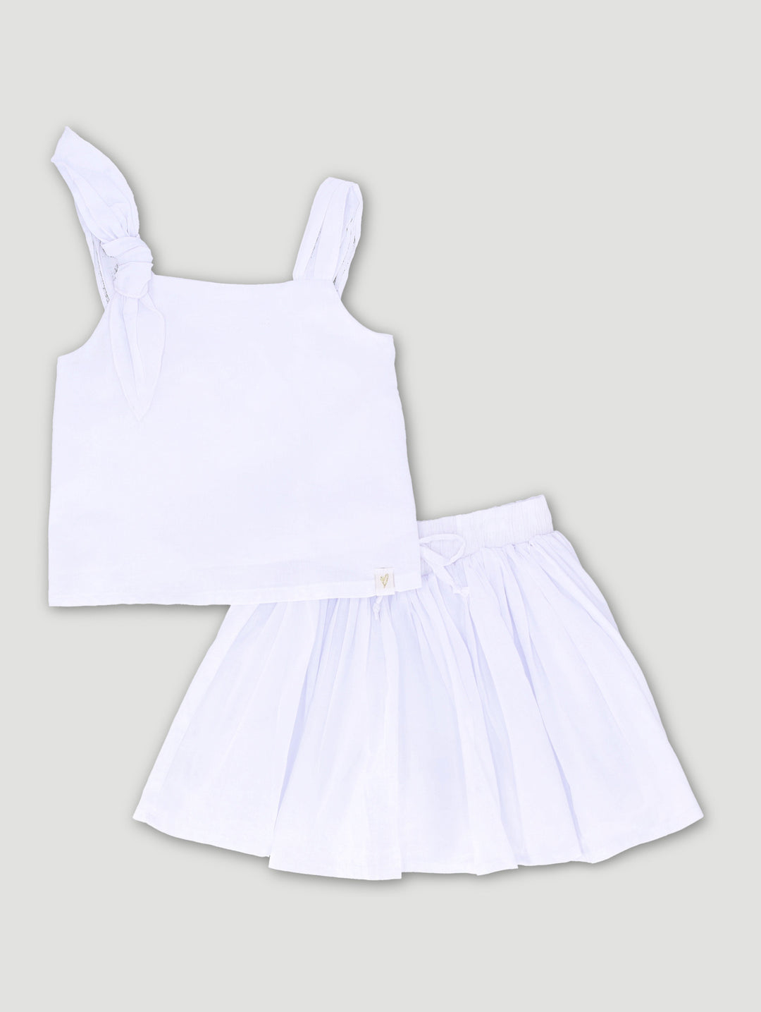 Pre-Girls Poplin Strappy Blouse & Skirt Set - White