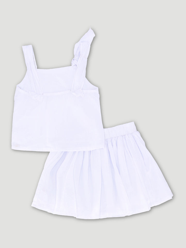 Pre-Girls Poplin Strappy Blouse & Skirt Set - White