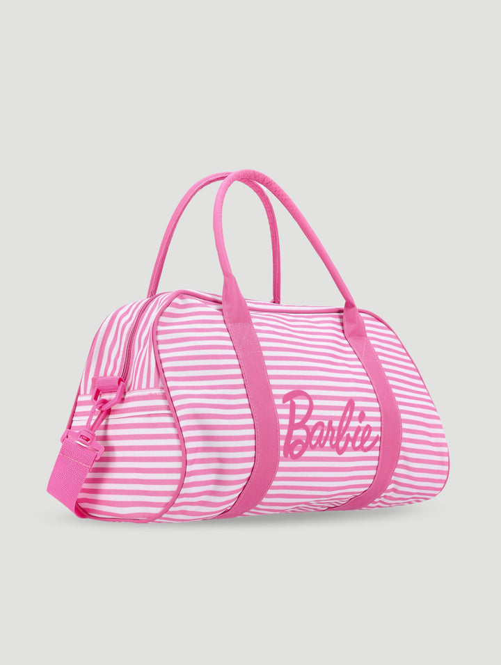 Barbie Candy Stripe Holdall Bag - Pink