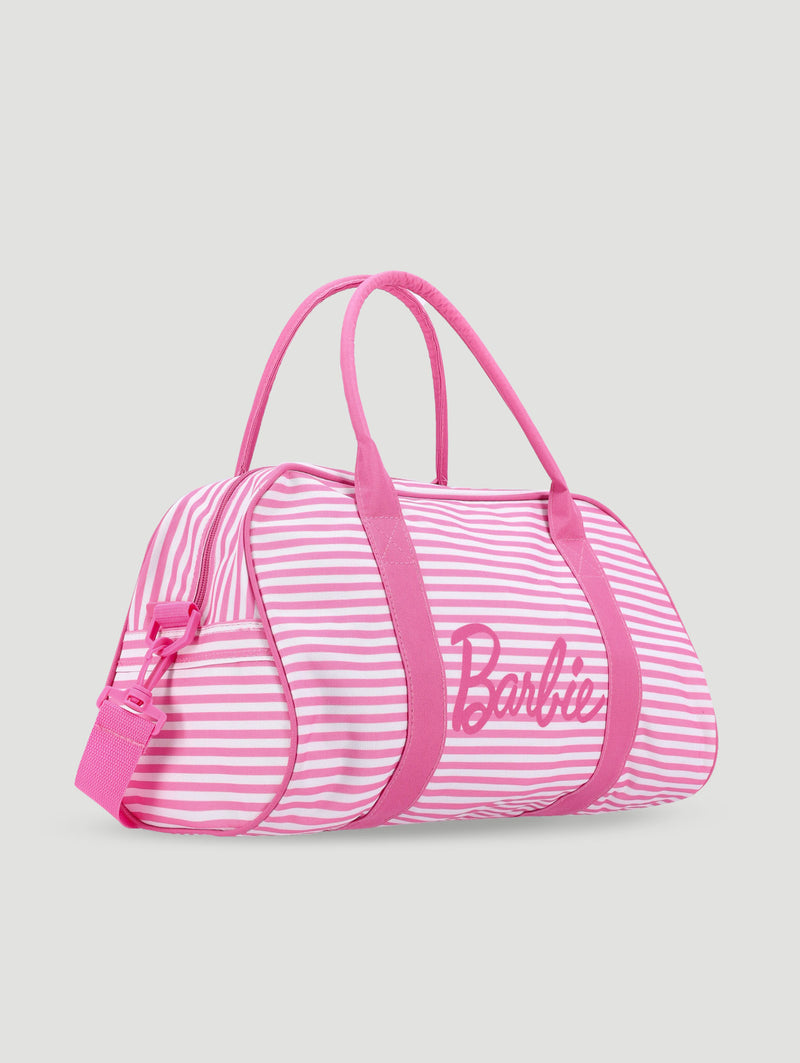 Barbie Candy Stripe Holdall Bag - Pink