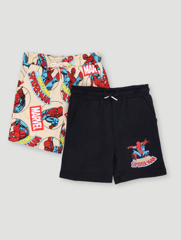 Pre- Boys 2 Pack Spiderman Shorts - Stone