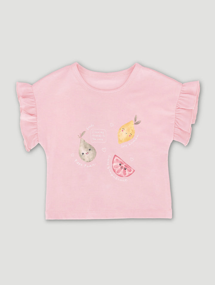 Keedo Baby Girls Fruit Slogan Tee - Pink