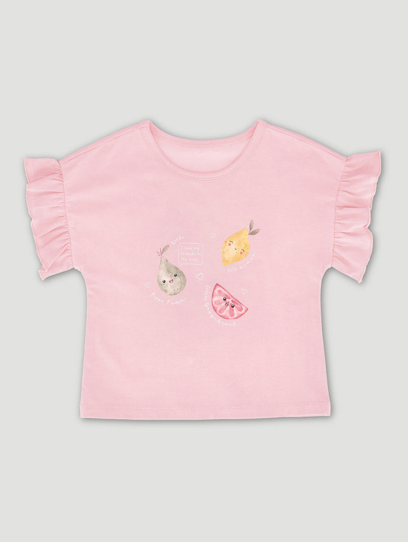 Keedo Girls Fruit Slogan Tee - Pink
