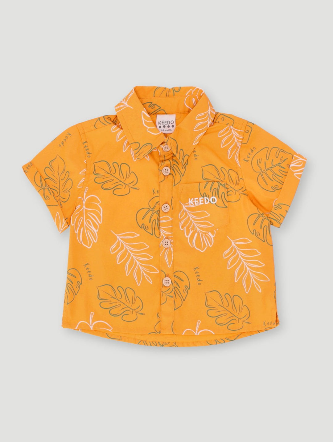 Keedo Baby Boys Foliage Shirt - Mustard