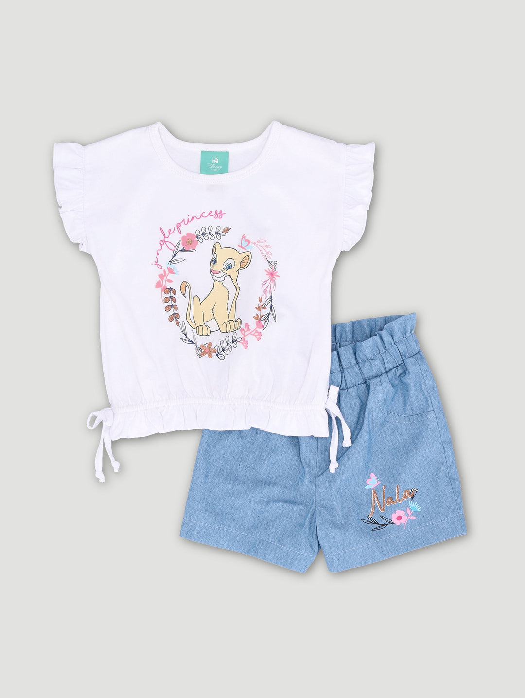 Baby Girls Lion King Denim Short Set Navy