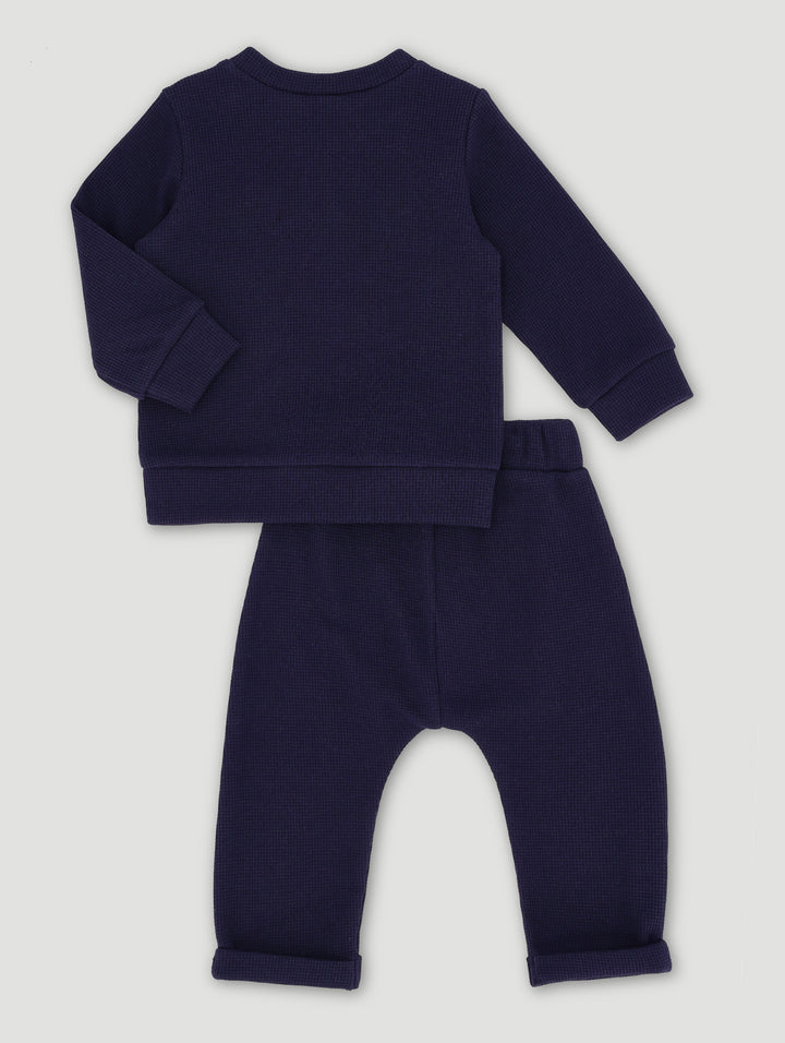 Baby Boys Waffle Occasion Set - Navy