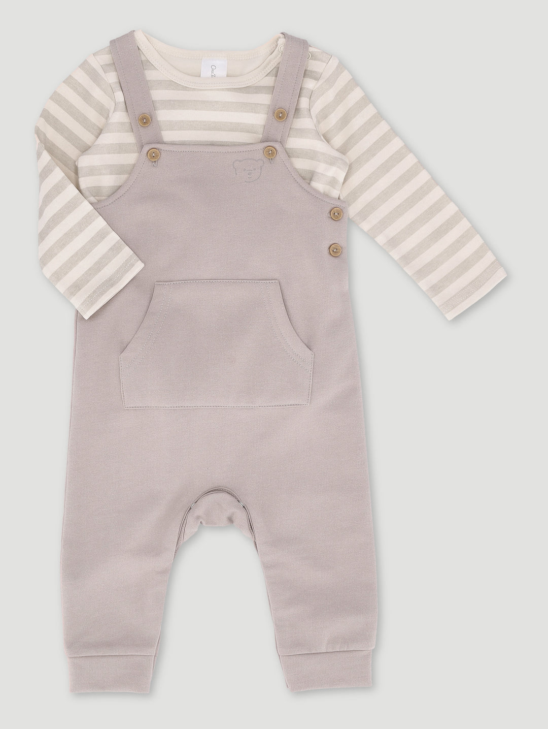 Baby Boys Dungaree Set - Stone