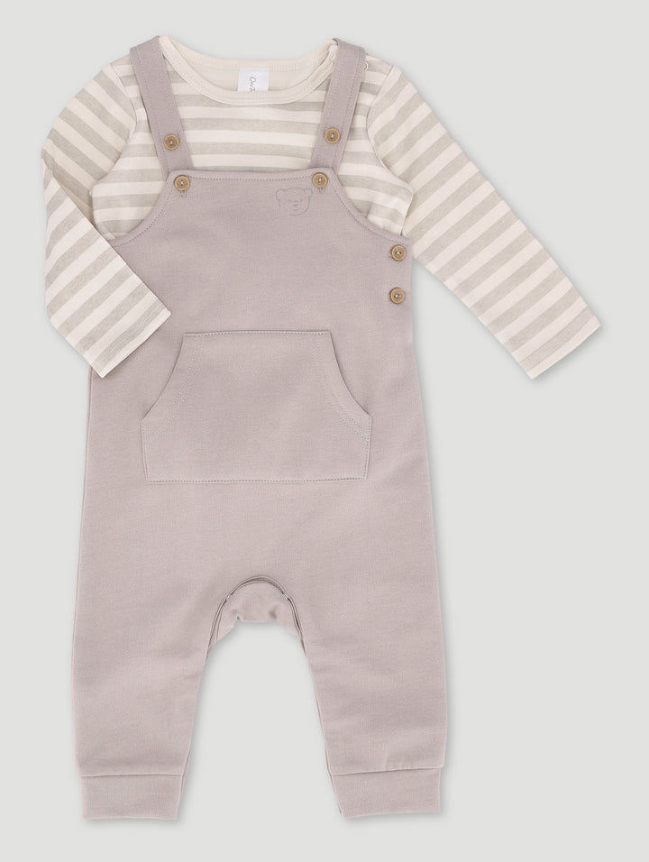 Baby Boys Dungaree Set - Stone