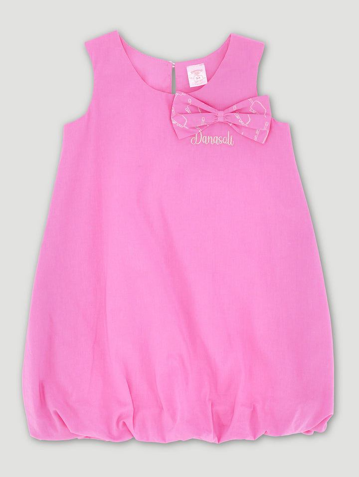 Pre-Girls Danasoli Bubble Dress With Glitter Bow - Pink