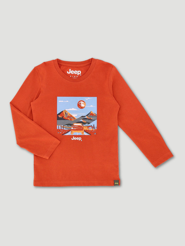 Pre-Boys Long Sleeve Graphic Tee -  Rust