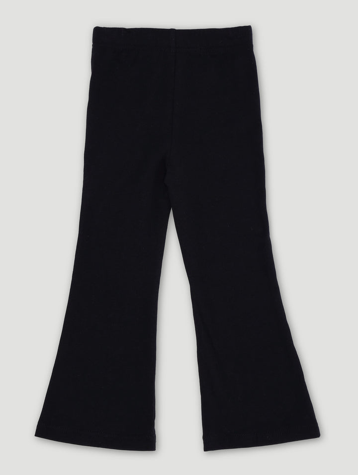 Pre-Girls Plain Flare Leg Pants - Black