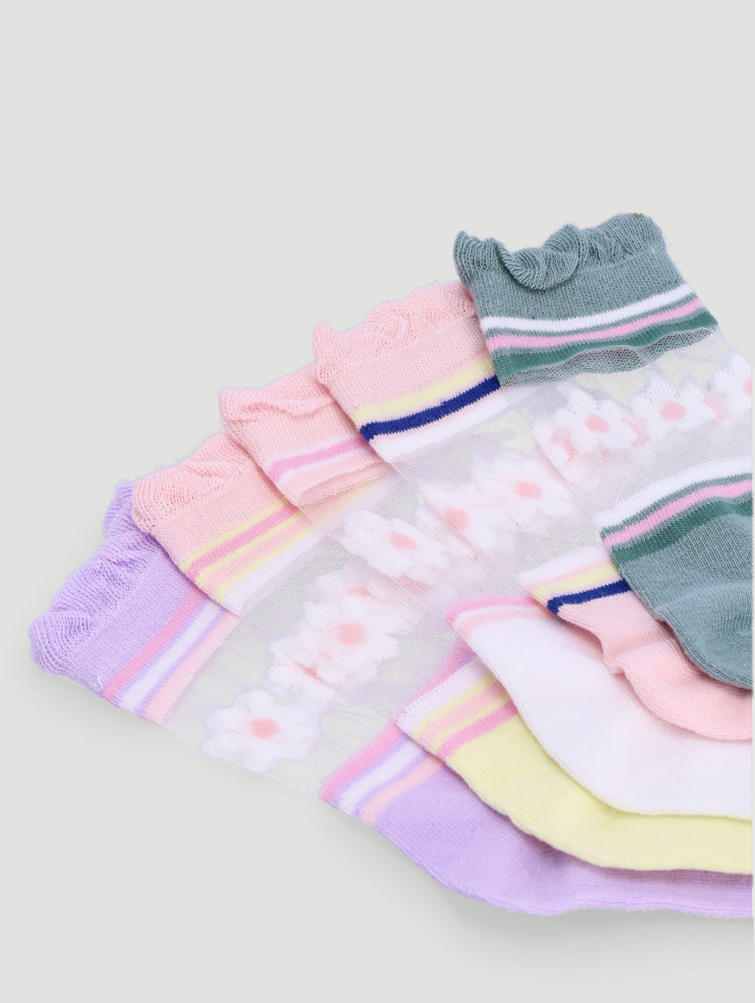 Pre-Girls 5 Pack Daisy Anklet Socks - Multi