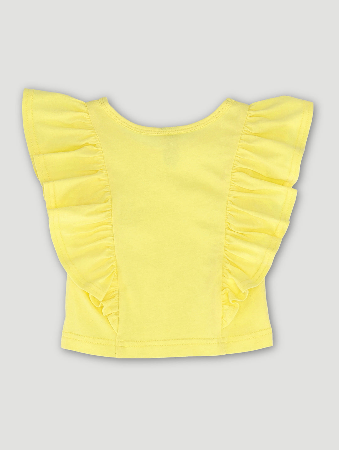 Pre-Girls Flutter Sleeve Plain Tee - Yellow