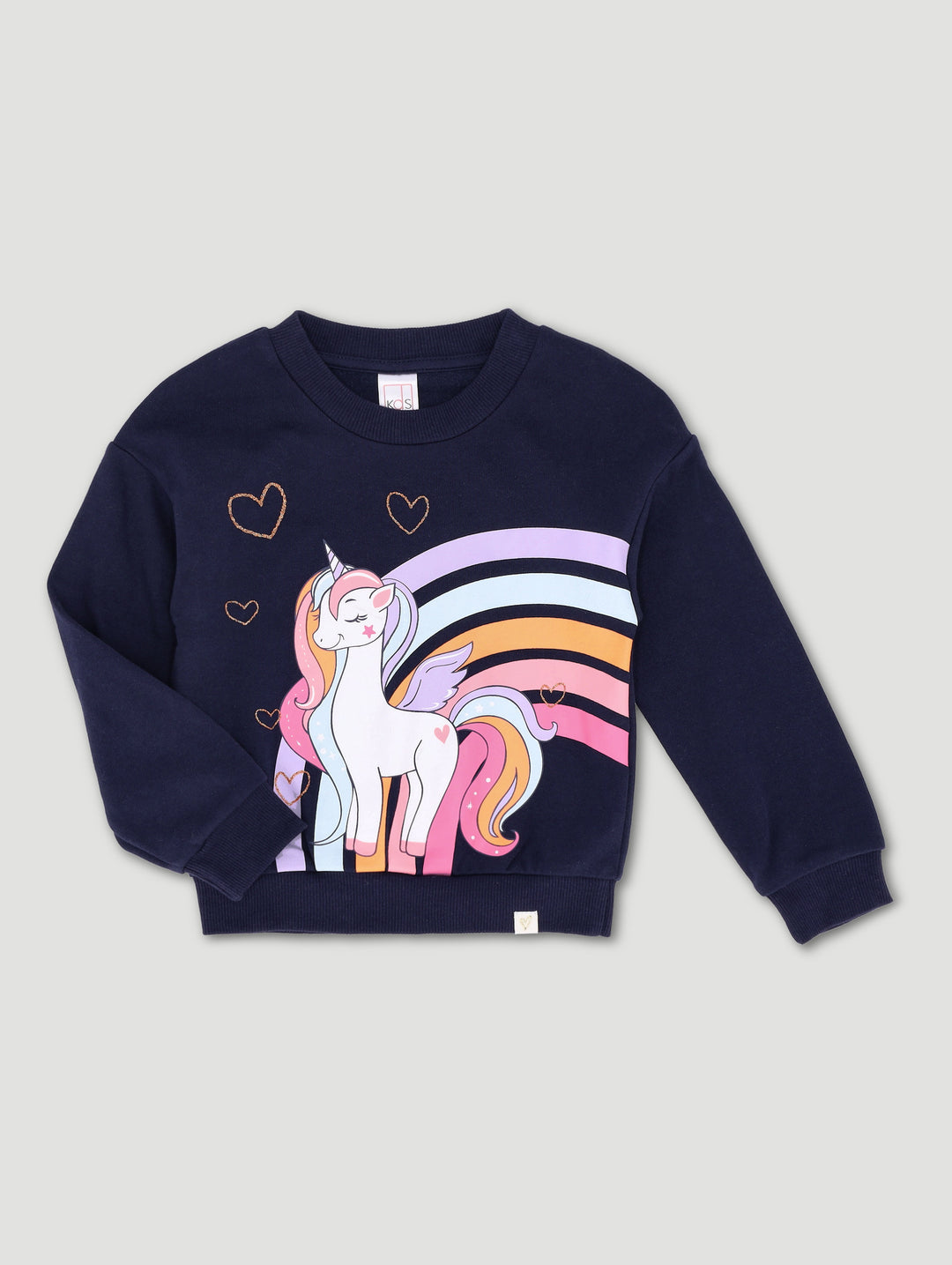 Pre-Girls Unicorn Print Tracktop - Navy