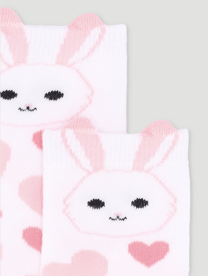 Pre-Girls Bunny Ear Print Kneehigh Socks - White