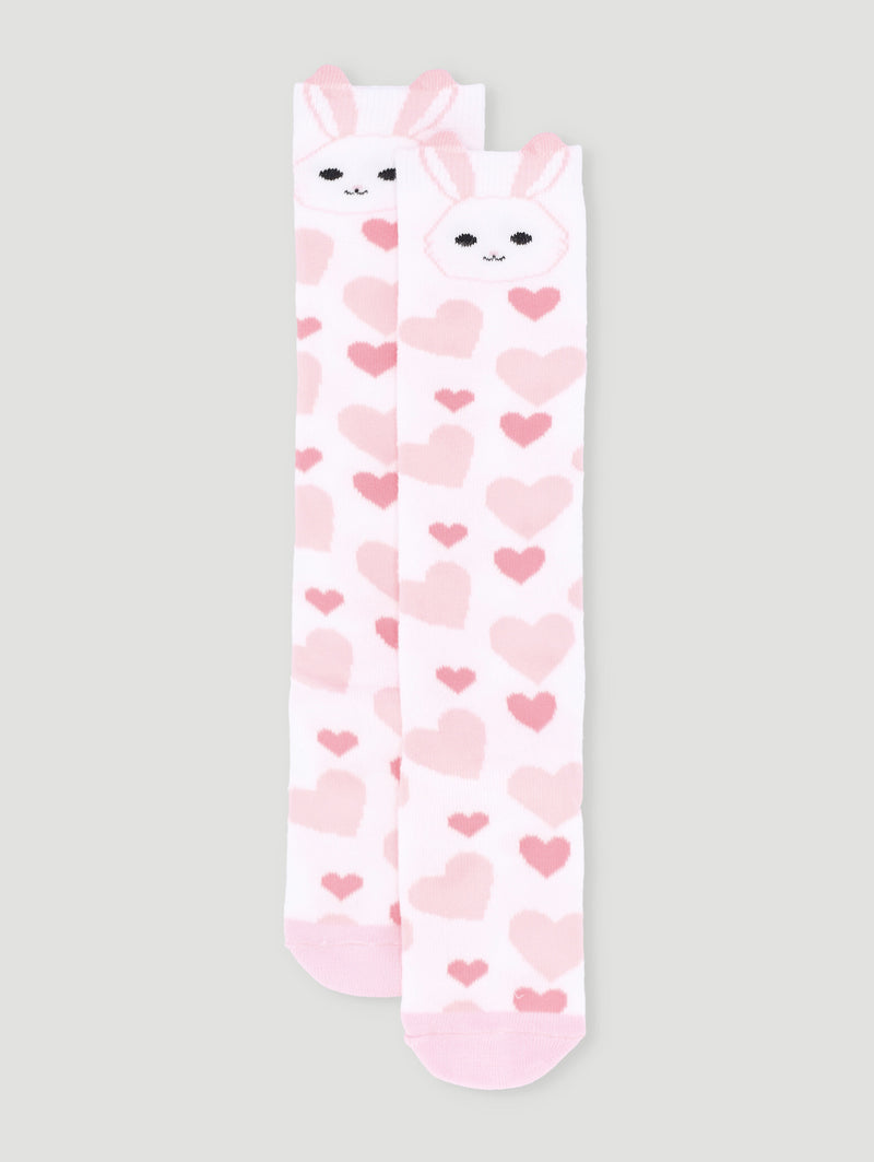 Pre-Girls Bunny Ear Print Kneehigh Socks - White