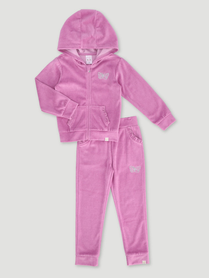 Pre-Girls Velour Tracksuit Set - Mauve