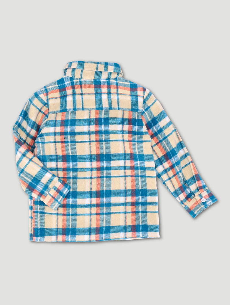 Pre-Boys Flannel Check Shirt - Stone/Blue