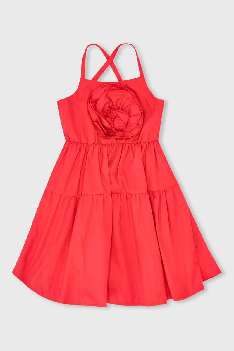 Pre-Girls Flower Dress - Red
