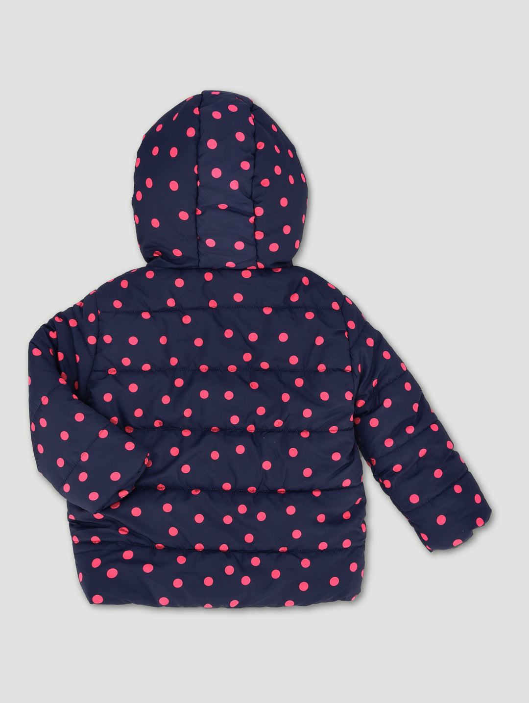 Pre-Girls Polka Dot Hooded Puffer - Navy