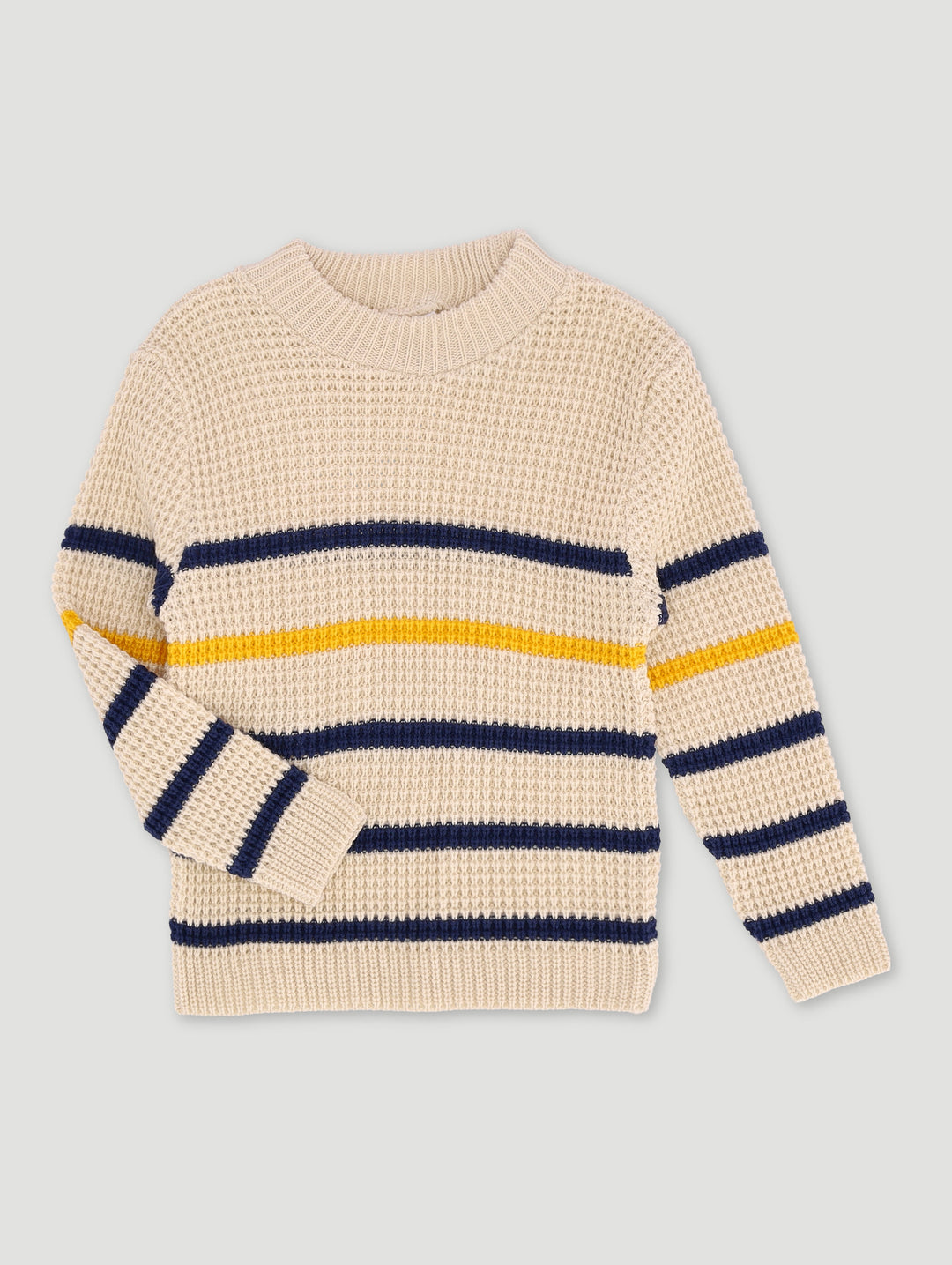 Pre-Boys Waffle Stripe Crew Top - Multi