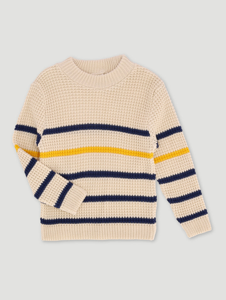 Pre-Boys Waffle Stripe Crew Top - Multi