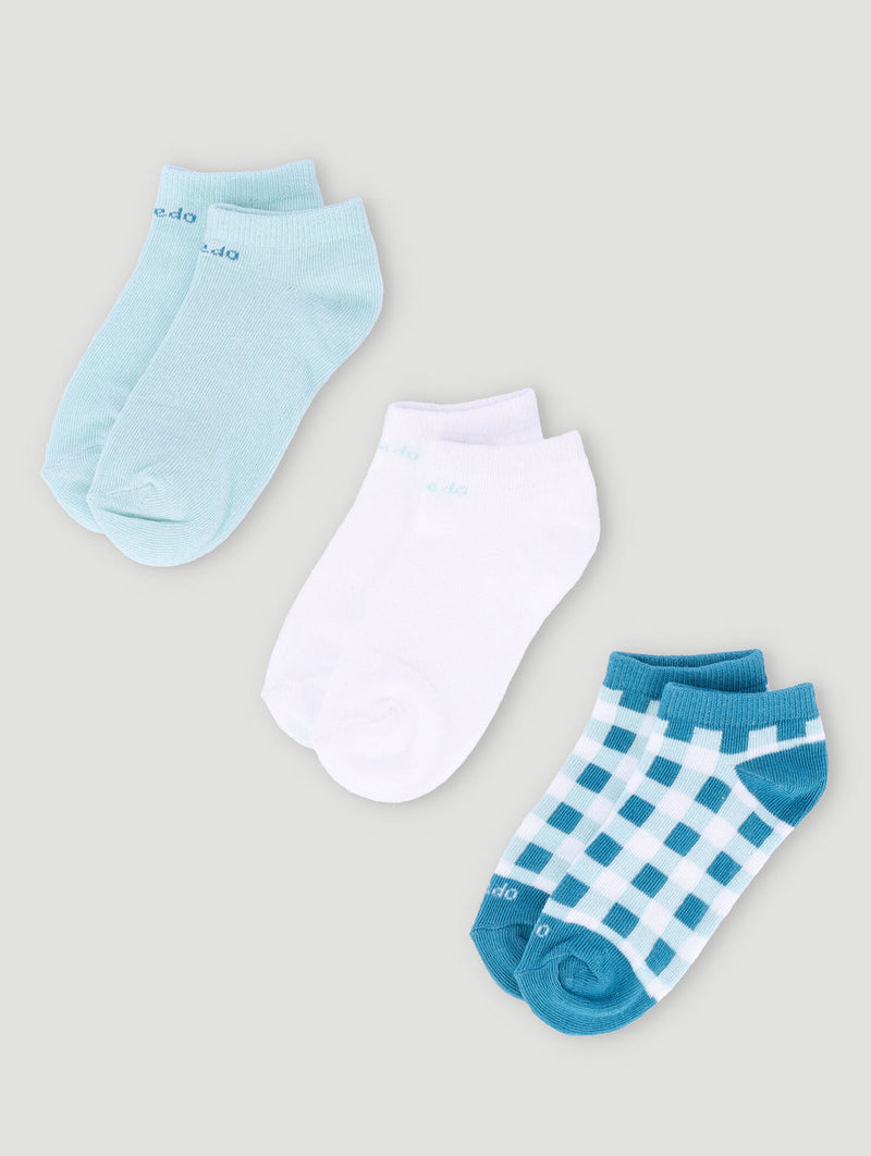 Keedo 3 Pack Gingham Cotton Socks - Multi