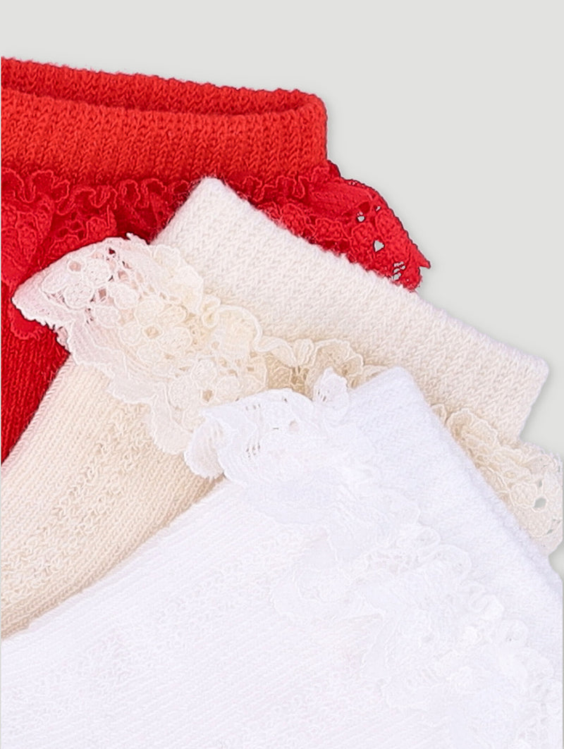 Baby Girls 3 Pack Occasion Ruffled Socks - Gold