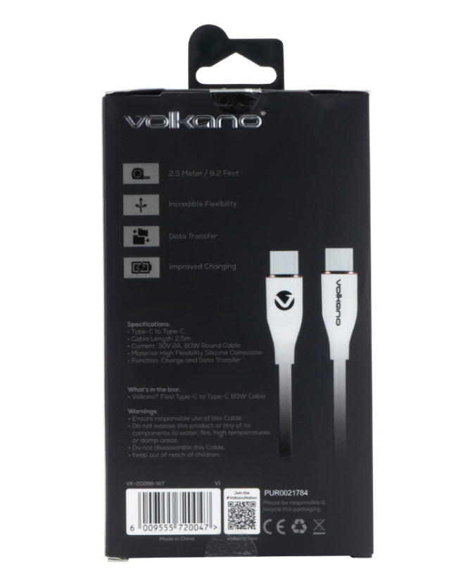 Flexi Series Type-C to Type-C 2.5m 60W White