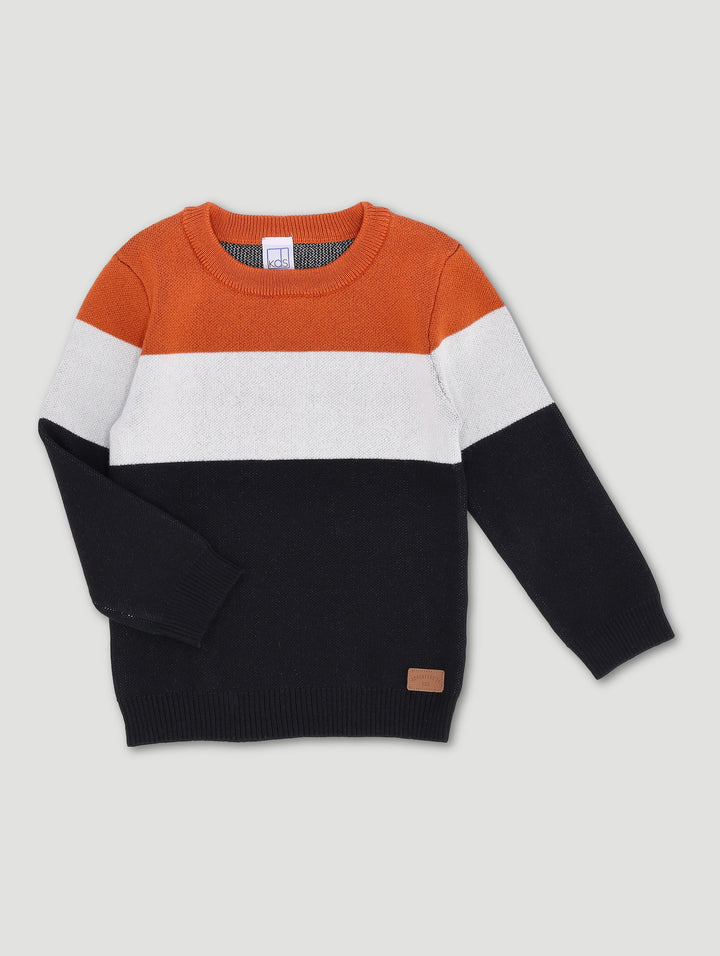 Pre-Boys Stripe Jacquard Knitwear - Black/Rust
