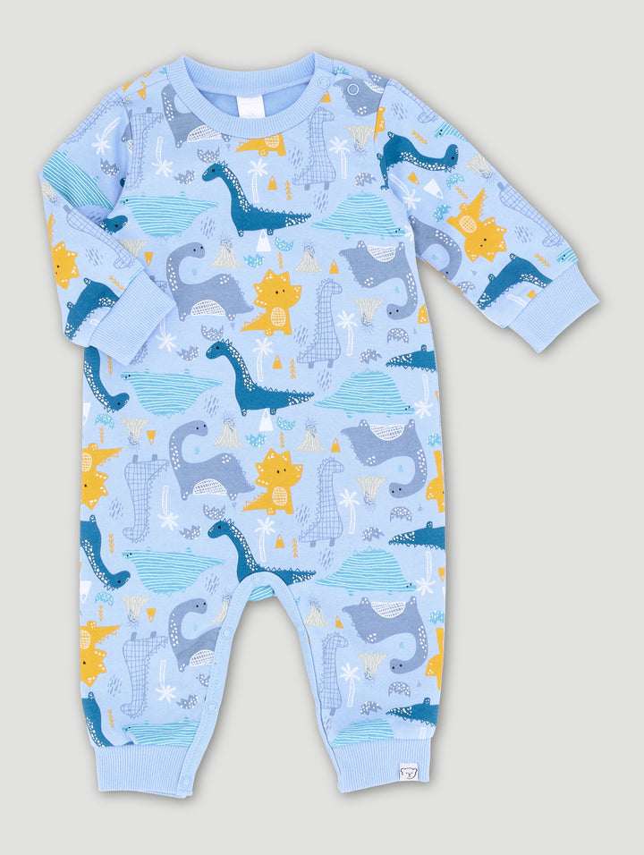 Baby Boys Dino Print Brushed Fleece Sleepsuit - Dark Navy