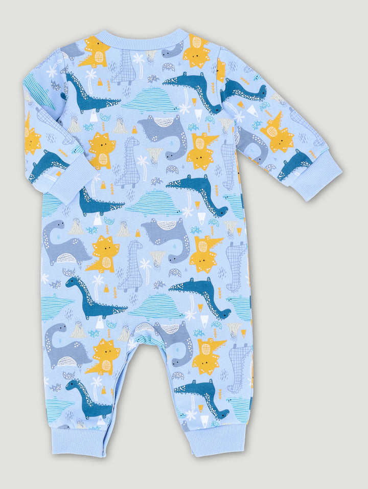Baby Boys Dino Print Brushed Fleece Sleepsuit - Dark Navy