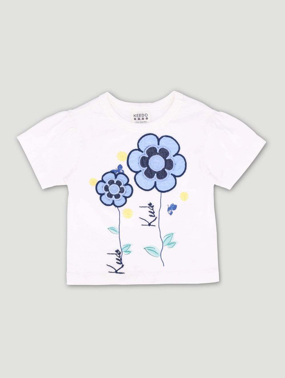 Keedo Baby Girls Heart Embroidery Baby Fashion Tee - White