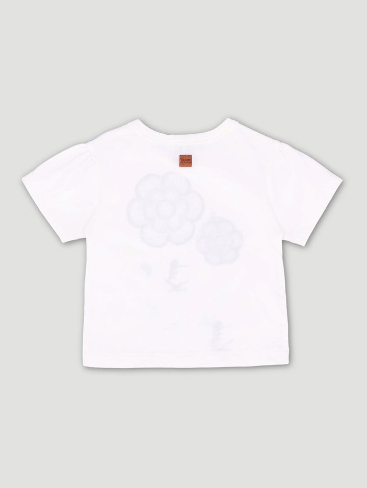 Keedo Baby Girls Heart Embroidery Baby Fashion Tee - White