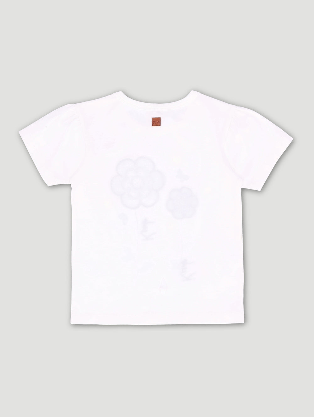 Keedo Pre-Girls Heart Embroidery  Fashion Tee - White
