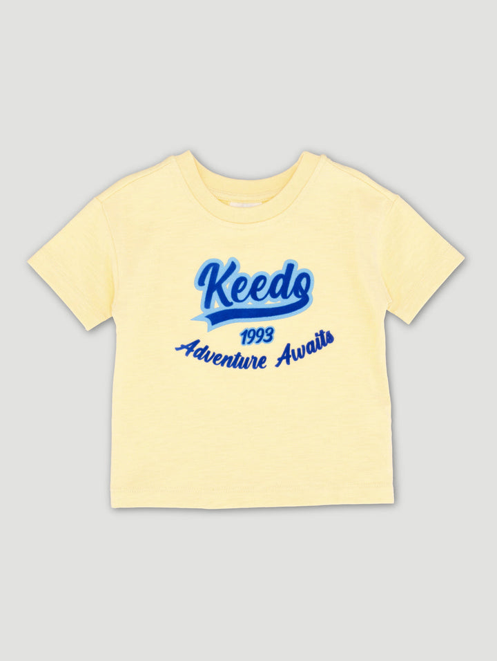 Keedo Baby Boys Flock Logo Tee - Yellow