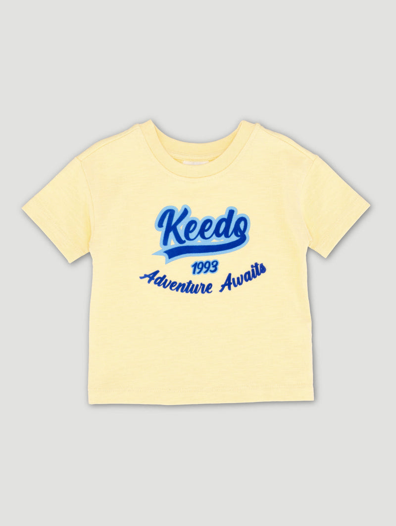 Keedo Baby Boys Flock Logo Tee - Yellow